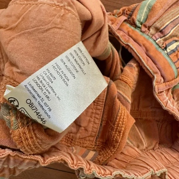Free People Kahuna Harem Shorts XS Orange Stripe Boho Festival Cotton - Picture 9 of 11